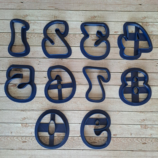 Numeri 0-9 (10pz.) Font Abstract - Altezza Numero da 3cm a 8cm - Formine - Stampi - Cookies Cutter