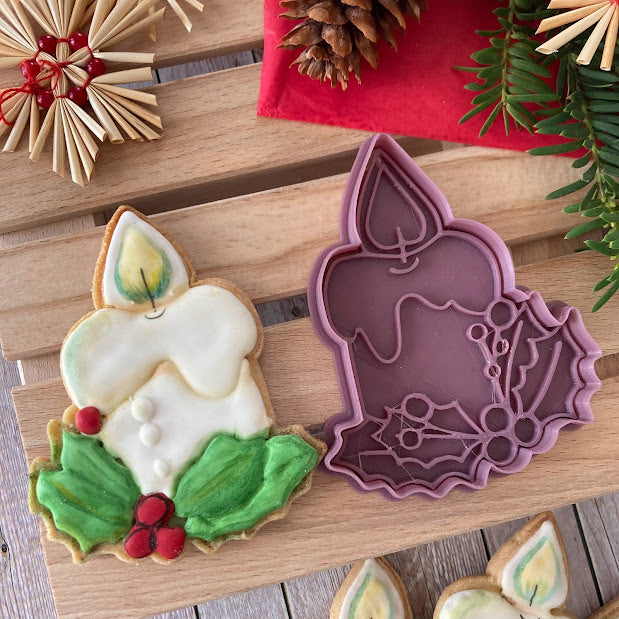 Candela natalizia - Natale - cookies cutter - formina - stampo per biscotti e decorazioni torte - 11cm