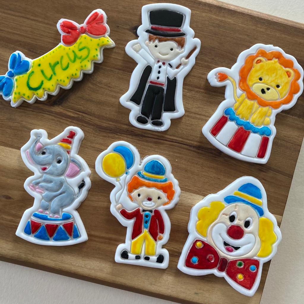 Cirque - Lot de 5 Personnages - Clown - Clown - Lion - Éléphant - Magicien - Emporte-pièce - Moules - Moules pour biscuits ou pâte à sucre