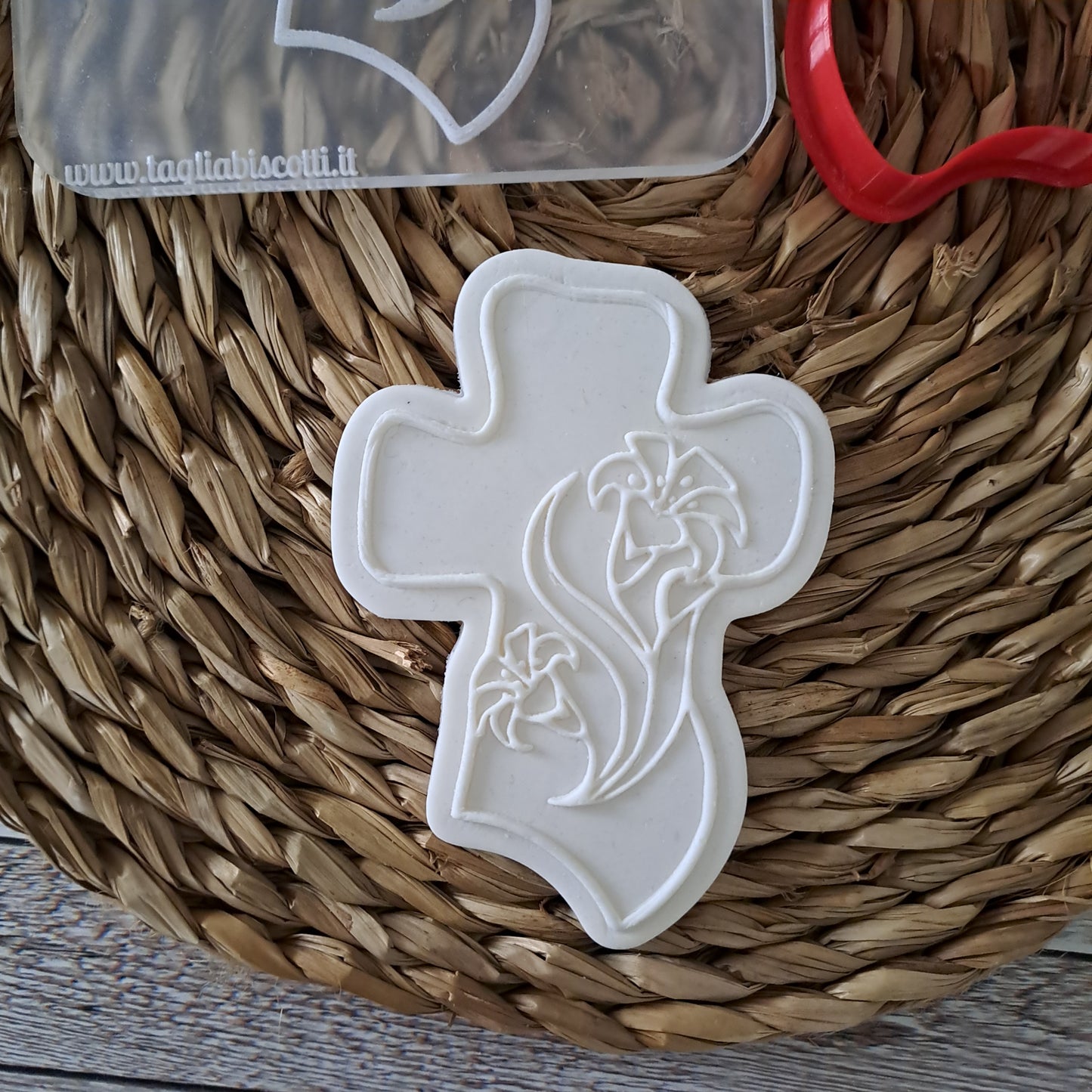 Moule acrylique - Tau Cross avec fleurs de lys - Outbosser - Cookies Cutter - Cookie cutter ou Décorations de gâteau de confirmation