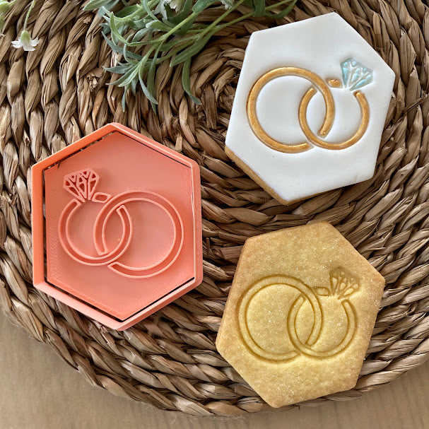 Alliances en cadre hexagonal - Mariage - Emporte-pièce pour biscuits de mariage