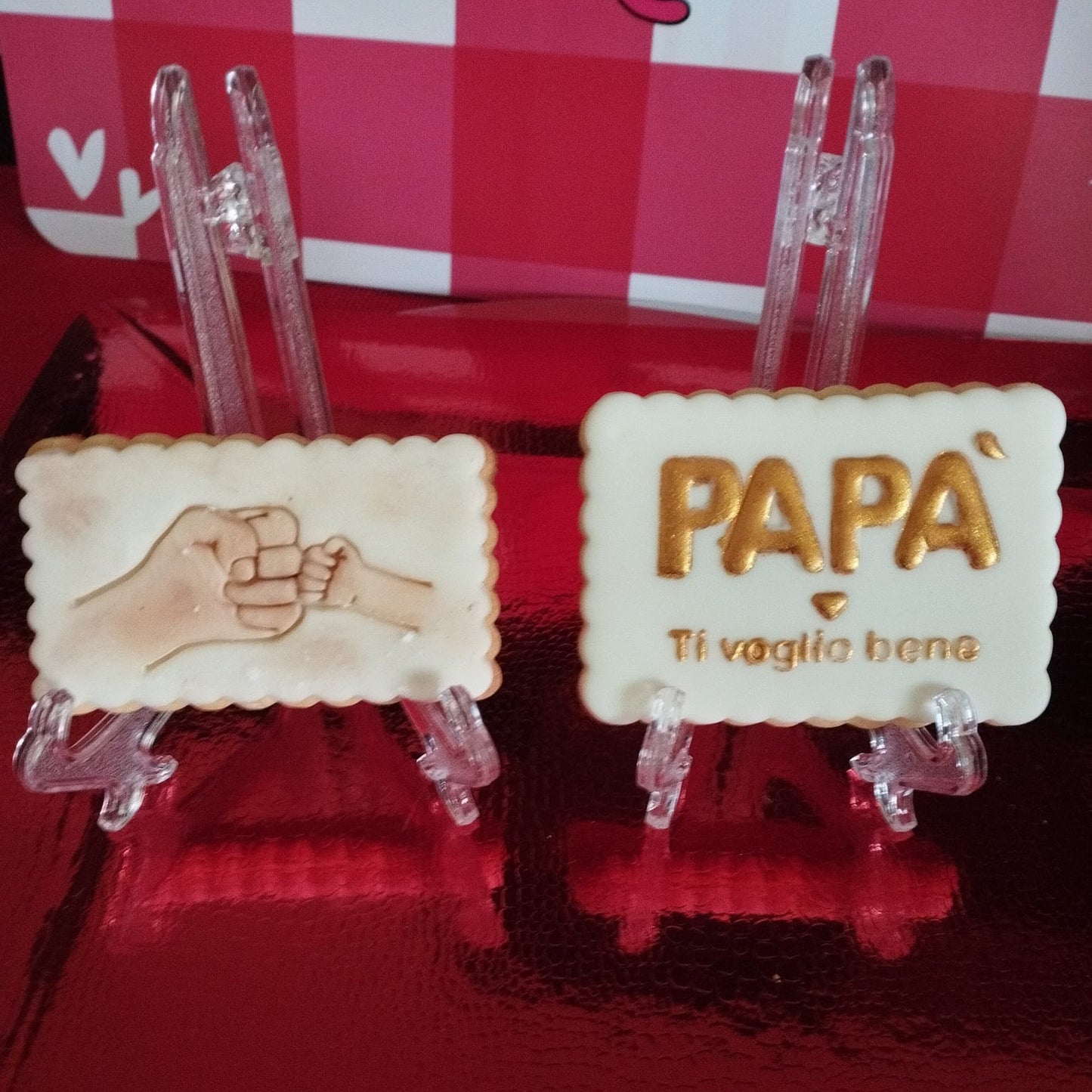 Stampo in Acrilico Outbosser "Papà ti voglio bene" - Festa del Papà - Cookies cutter - Formina / Stampo per biscotti o decorazione dolci da 8cm