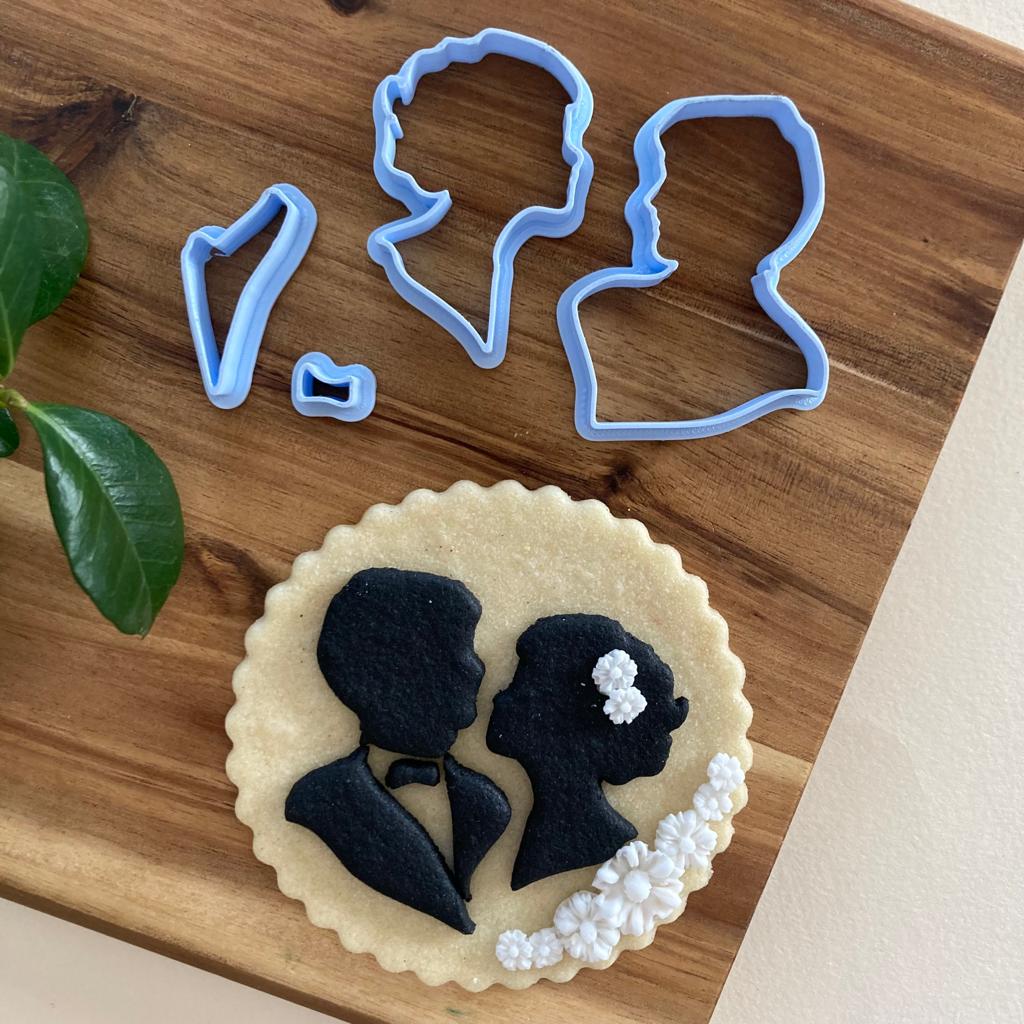 Silhouette Bride and Groom Face Cookie Cutter - Mariée - Marié - Mariage - Formina - Emporte-pièce