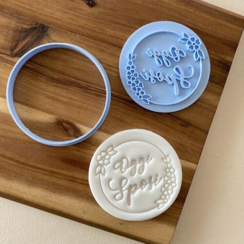 Cookies Cutter "Oggi Sposi" with floral outline - for decorating biscuits or wedding cakes - Wedding - Mold - Sugar paste mold