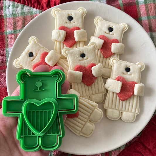 Tagliabiscotti a forma di orsa con cuore - San Valentino - Cookie cutter - Stampo per biscotti o decorazioni in pasta di zucchero