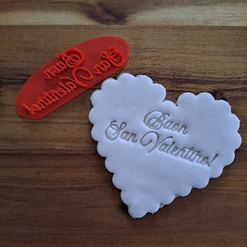 Joyeuse Saint Valentin - tampon - écriture - moule pour biscuits ou décorations en pâte à sucre de 6 à 20cm