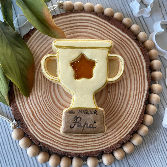 Coppa - Trofeo - Occhio di bue -  Miglior papà - Festa del Papà - Cookies cutter - Tagliabiscotti - Formina / Stampo per biscotti o decorazione dolci - 10cm