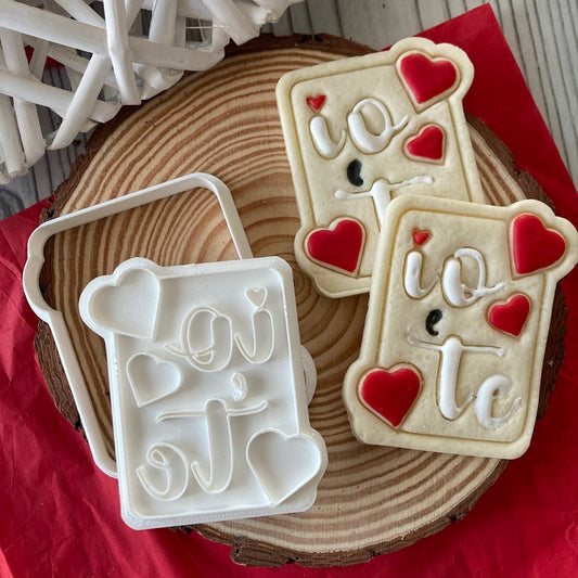 Tagliabiscotti - San Valentino - amore - Io e Te  - Cookie cutter - Stampo per biscotti o decorazioni in  pasta di zucchero